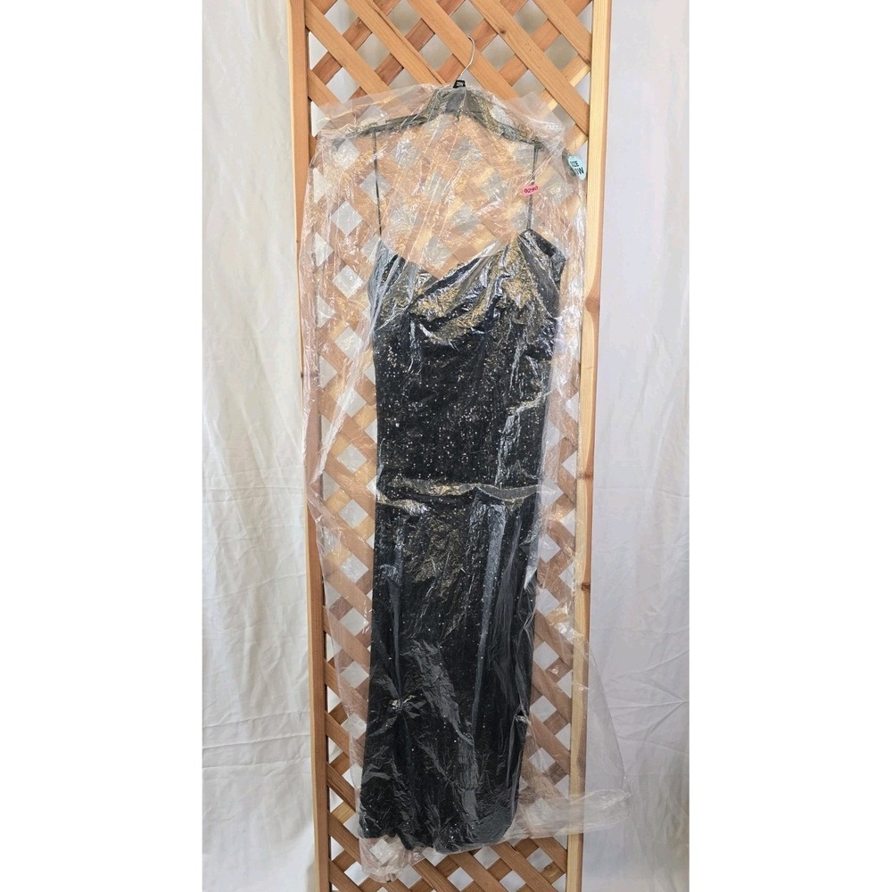 NWT R&M Richards Women's One‎ Shoulder Sequin Ballgown Dress - Black - Size 20W